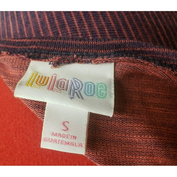 Lularoe Sarah Long Cardigan Purple & Red Striped Open Front With Pockets Size S - Picture 6 of 8